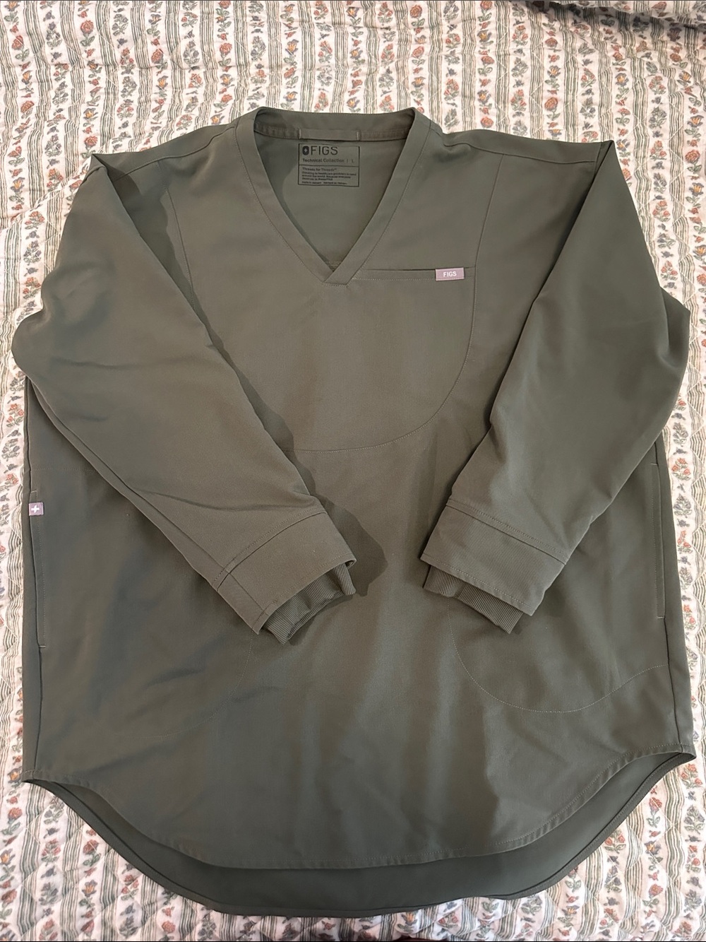 Figs Olive V-Neck Medical Scrub Top